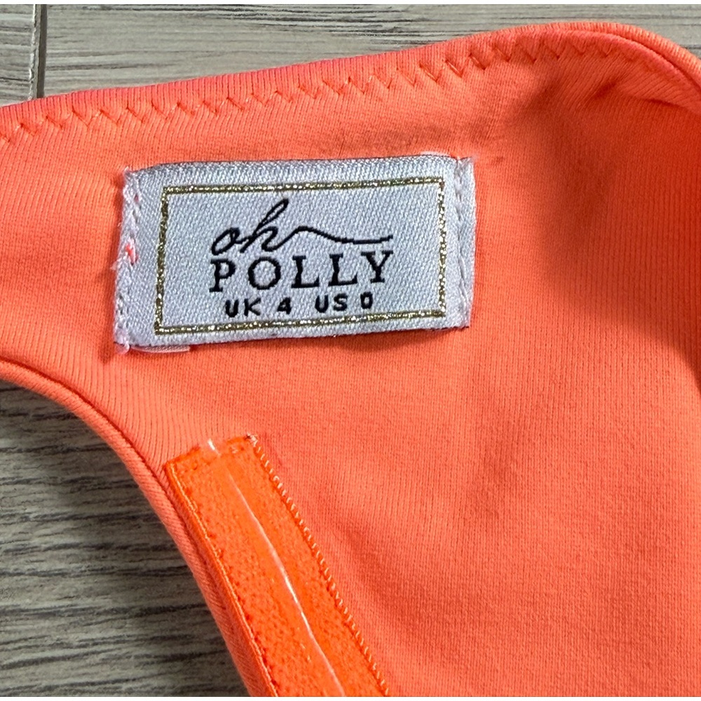 Oh polly High Cut Leg Orange Reflective Long Sleeve Bodysuit - Picture 6 of 13